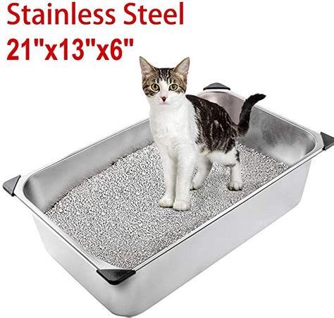 cat kitty litter box scoop stainless steel large|large stainless steel litter box.